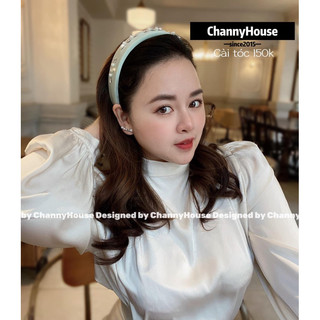 Bờm/cài tóc mấn đính đá trai bản 3,5cm lụa satin 3 màu [ CHANNYHOUSE ]