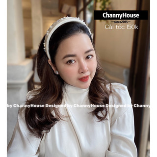 Bờm/cài tóc mấn đính đá trai bản 3,5cm lụa satin 3 màu [ CHANNYHOUSE ]