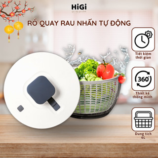 Rổ Quay Rau Sống Nhấn Nút Tự Động Thông Minh 3 Lớp, Rổ Rửa Rau Củ Chất Liệu Nhựa An Toàn Thực Phẩm