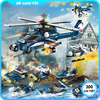 Đồ Chơi Trực Thăng Cảnh Sát 8 in 1, đồ chơi máy bay chiến đấu 300 chi tiết