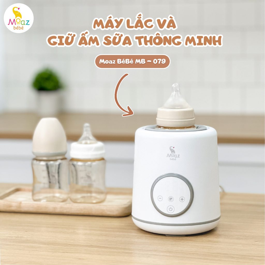 Máy lắc bình sữa và giữ ấm sữa thông minh Moaz bebe MB079