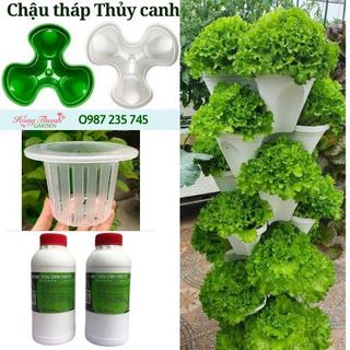 Chậu tháp thủy canh giỏ trồng thủy canh đĩa lót chậu tháp, trồng rau, trồng hoa