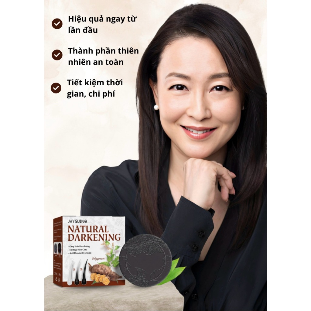 Xà Phòng Thảo Dược Phủ Bạc JAYSUING, Xà Bông Thảo Dược Đen Tóc Tự Nhiên, Bóng Mượt| Moska Shop