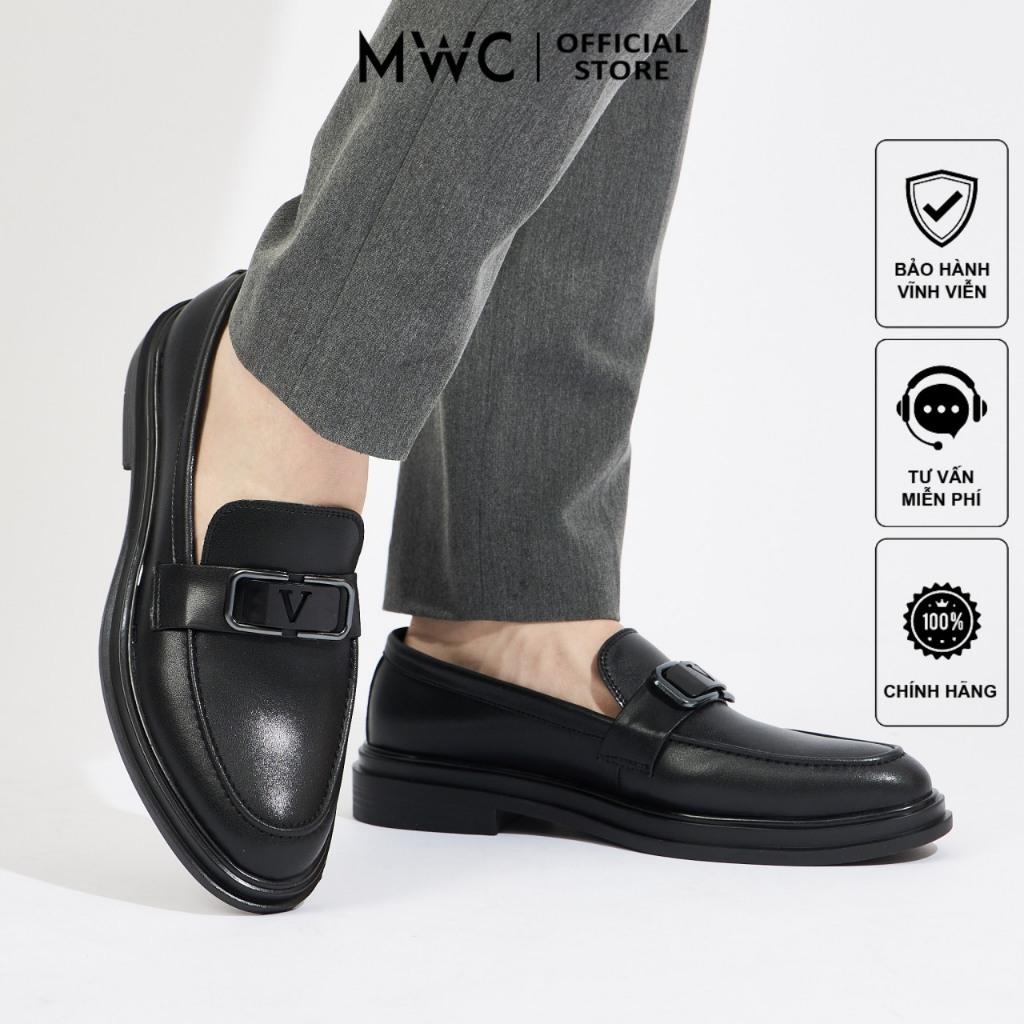 Giày Mọi Nam MWC 6675 - Giày Mọi Nam Chất Liệu Da Phối Khoá Thanh Lịch