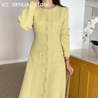 [ORDER] Đầm Dạ Dáng Dài Thu Đông Cổ Tròn Có Túi Tay Dài Mùa Hè VD142 ICC Official Store