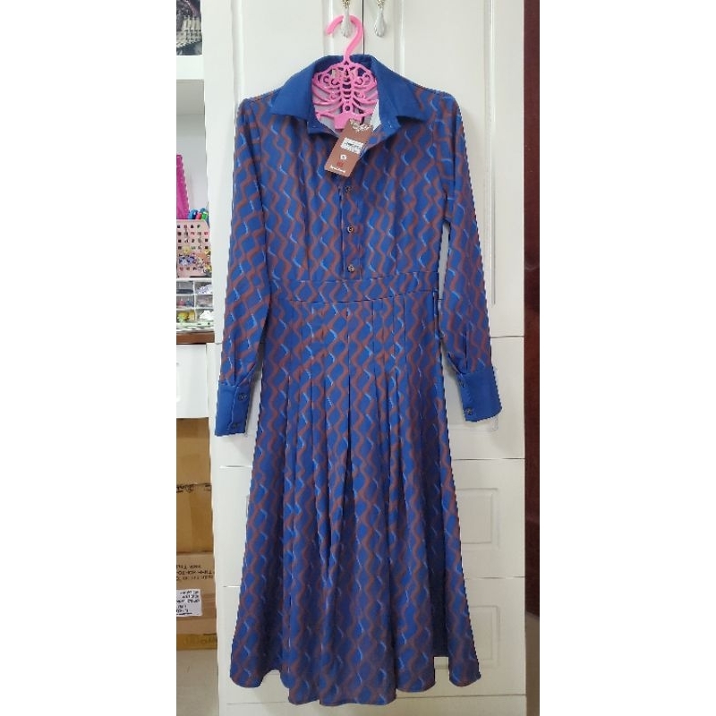 Đầm maxi cổ sơmi tay dài size S