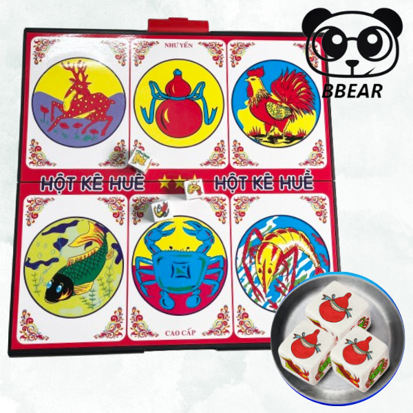 Bộ Bầu Cua Tôm Cá BÀN NHỰA 44x43 Xúc Xắc CAO CẤP xốp đặc - Lắc Bầu Cua Cá Cọp - Đồ Chơi Tết