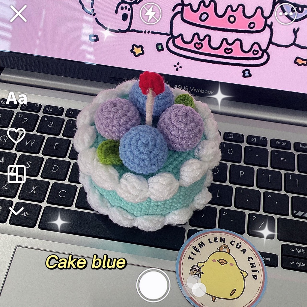 Combo sinh nhật / bánh kem mini hadmade bằng len và mũ sinh nhật bằng len🎂