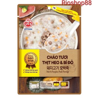Cháo tươi ăn liền Ottogi Hàn Quốc sử dụng gạo ST25 Việt Nam đủ vị, cháo tươi thịt bò cà rốt, cháo ăn liền nếp cẩm đậu đỏ