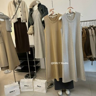 @redcatstore - Váy Nỉ Nhung Cổ Tròn Dáng Suông Dài Không Tay Mix Cùng Áo Dạ, Áo Bò