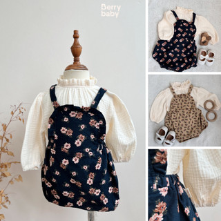 Quần yếm dáng quả bí đáng yêu đi chơi dành cho bé gái từ 3 đến 18 tháng BERRY BABY họa tiết hoa nhí EMILIA  không kèm áo