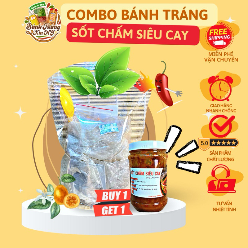 BÁNH TRÁNG PHƠI SƯƠNG - COMBO BÁNH TRÁNG PHƠI SƯƠNG CHẤM SỐT TẮC SIÊU CAY . (700g) - [NY FOOD ]