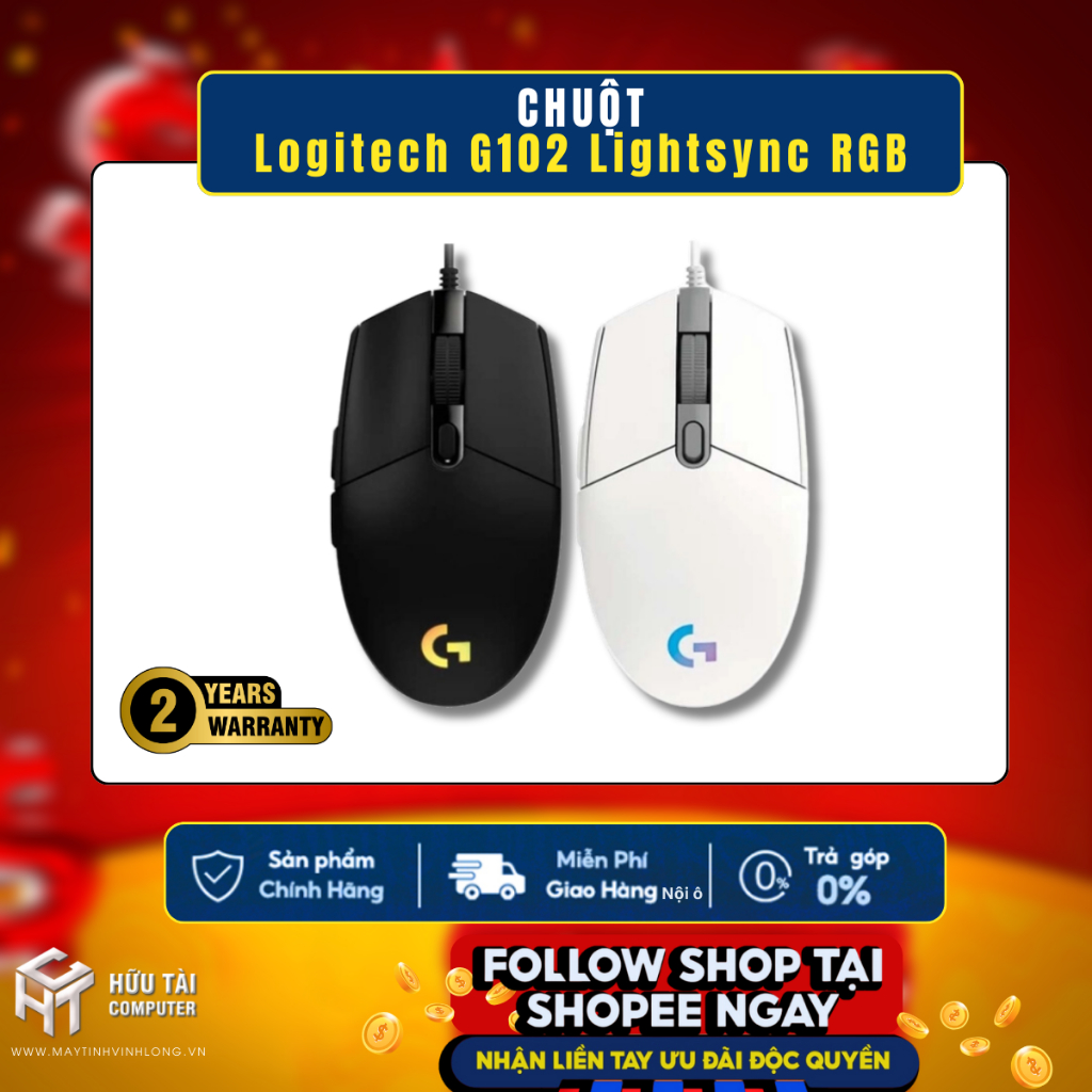 Chuột Logitech G102 Lightsync RGB White/Black