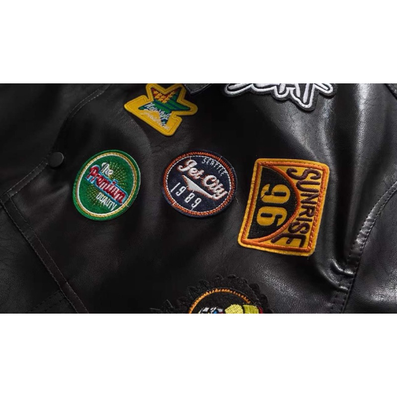 Áo Khoác Da Thêu Logo, Áo Khoác Bomber Da Unisex Nam Nữ Tay Bồng Form Dáng Rộng có túi Ulzzang