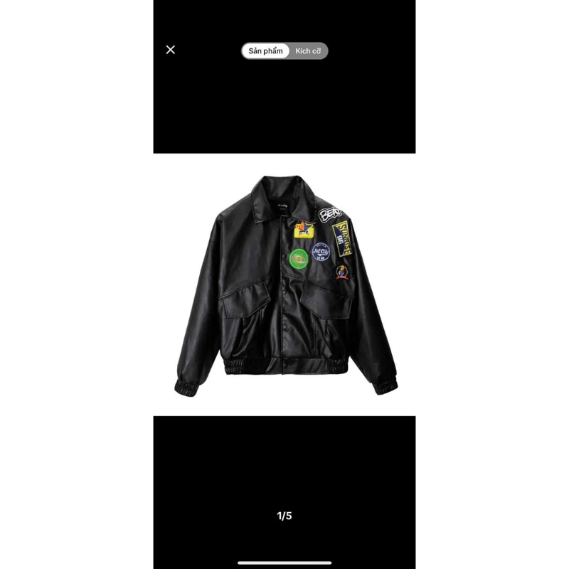 Áo Khoác Da Thêu Logo, Áo Khoác Bomber Da Unisex Nam Nữ Tay Bồng Form Dáng Rộng có túi Ulzzang