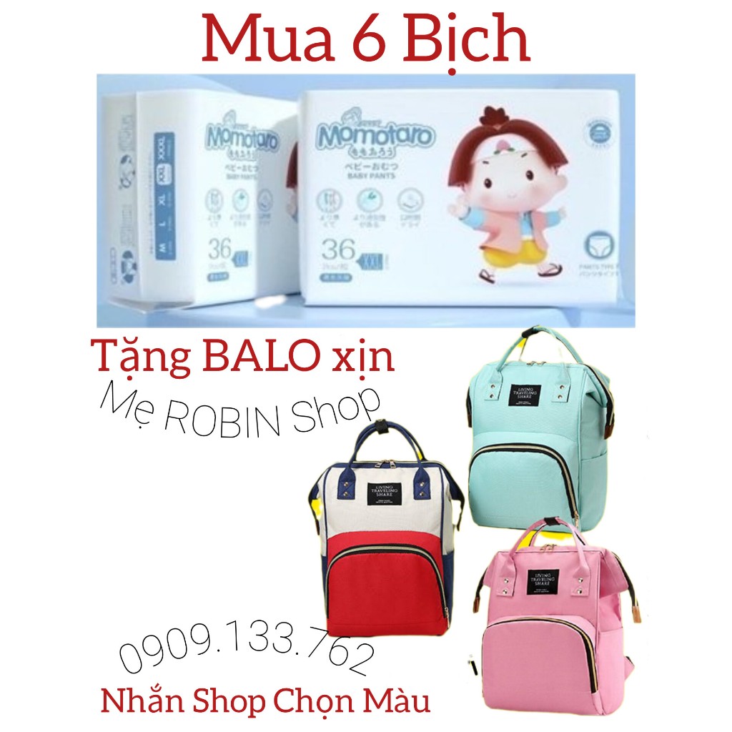 Mua 6-Tặng BALO XịnBỉm Tã Dán Quần Momotaro Xuất Nhật Đủ Size S Đến 4XL