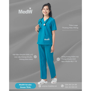 Medw teal scrubs y tế bộ quần áo bác sĩ, điều dưỡng phòng khám bệnh viện