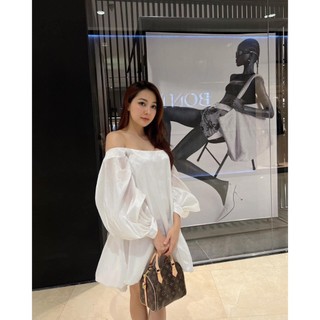 Đầm bigsize voan tơ trễ vai cột nơ sau lưng ( Thời trang Vicky G - Anitagreen ) HN050224