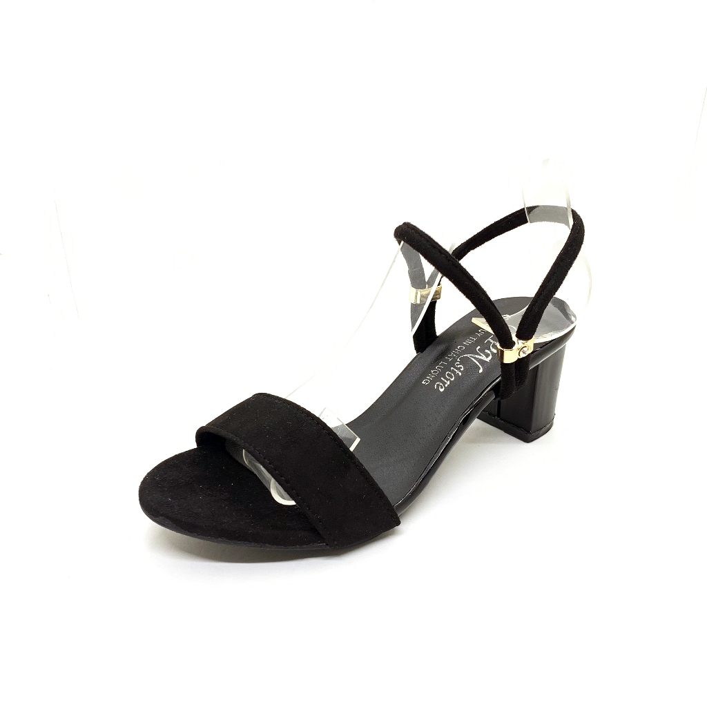 Giày sandal cao gót vuông 5p quai bản ngang 2 kiểu mang