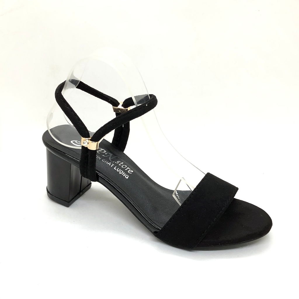 Giày sandal cao gót vuông 5p quai bản ngang 2 kiểu mang