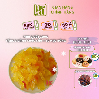 Đu đủ sấy dẻo Phú An gói 100g ăn vặt ngon, mứt đu đủ sấy ngon lạ miệng ăn vặt healthy Tết 2024