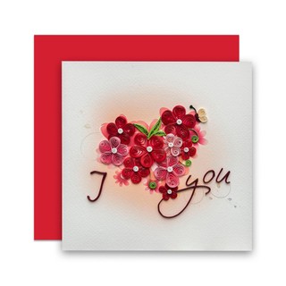 Thiệp Handmade, Thiệp Giấy Xoắn (Quilling Cards) - Thiệp Sinh Nhật, Tình Yêu, Chúc Mừng - Love 15x15cm