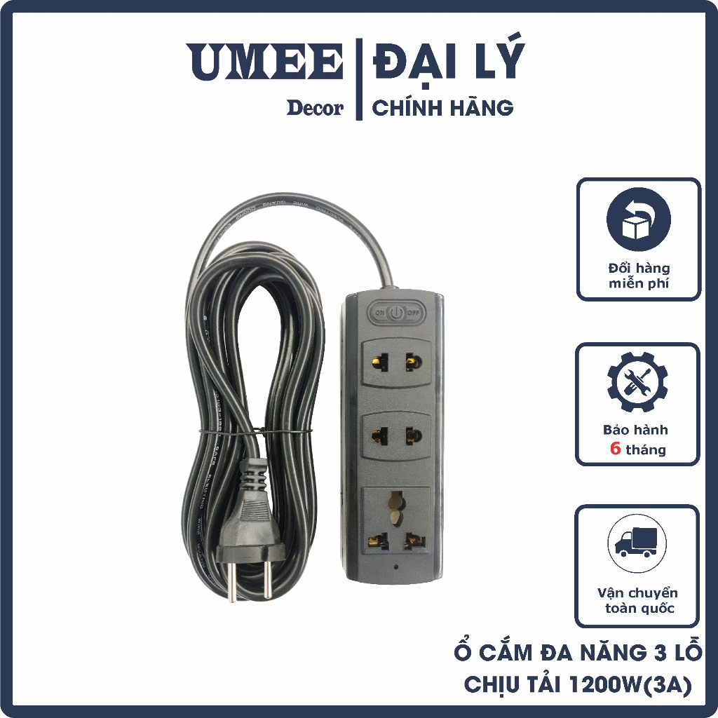 Ổ Cắm Đa Năng Chịu Tải 1200W(3A3, 3A5), Ổ Cắm Văn Phòng, Ổ Cắm Điện Có Dây