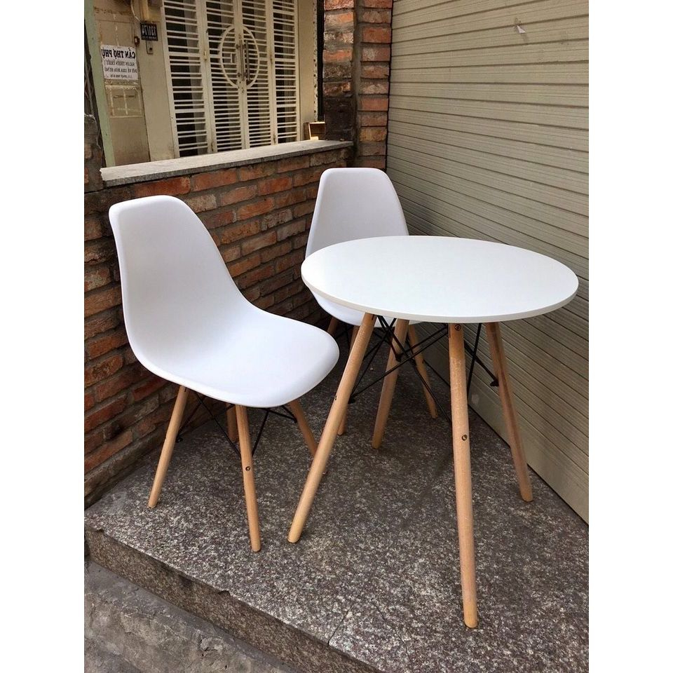 Ghế nhựa EAMES chân gỗ chắc chắn, chân có khung sắt cố định