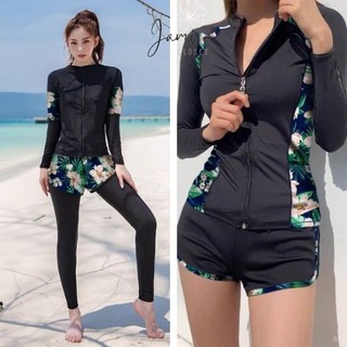 Đồ bơi nữ tay dài quần dài kín đáo chống nắng giữ nhiệt không lộ quần tam giác - ATD19
