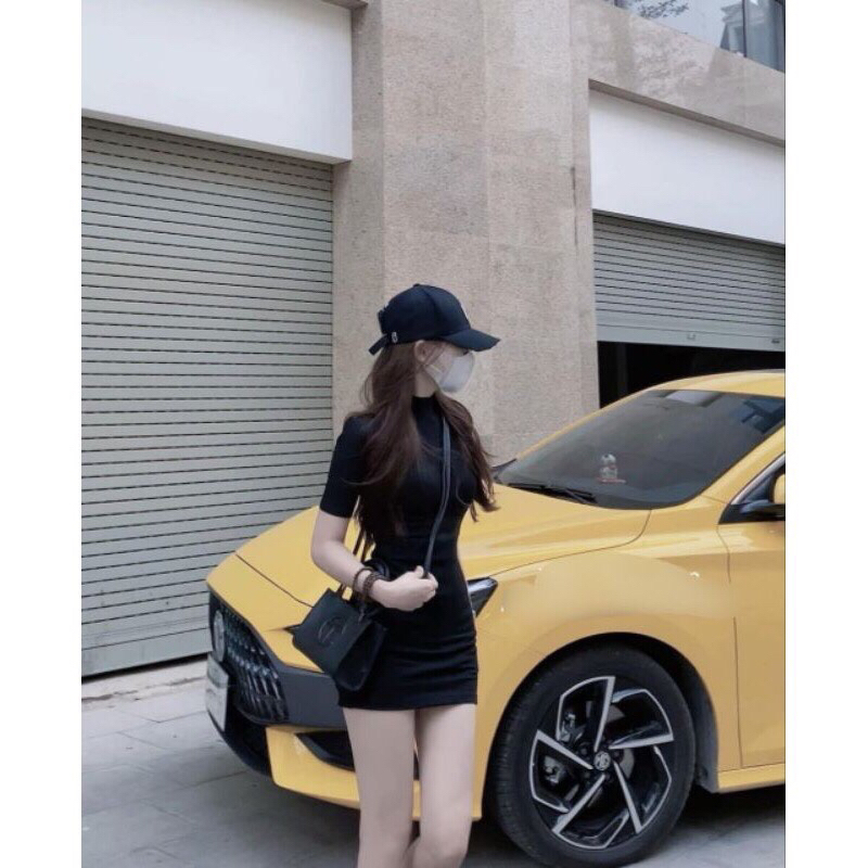 Váy body tay ngắn cổ lọ ,váy ôm body dự tiệc XINH SHOP