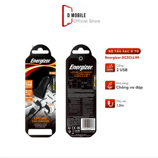Bộ tẩu sạc ô tô, xe máy 3.4a kèm cáp ln energizer dc2cllim