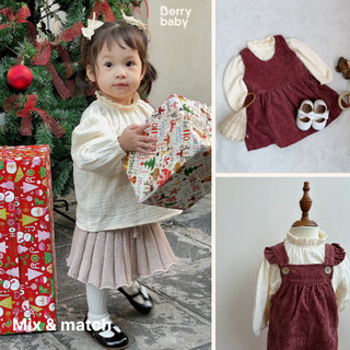 Áo cổ cao cách điệu dáng rộng bé gái 1 đến 5 tuổi BERRY BABY chất muslin trắng ngà NOVA