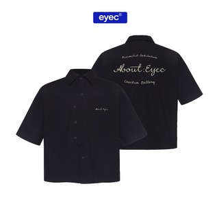 Áo sơ mi EYEC tay ngắn WRAP TEXT form crop màu đen nam nữ unisex