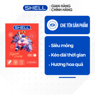 Bao cao su Shell Tropical Prolong kéo dài thời gian, hương hoa quả nhiệt đới - Hộp 3 cái | SHELL CHÍNH HÃNG