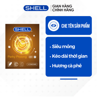Bao cao su Shell Perky Prolong kéo dài thời gian, hương cà phê - Hộp 3 cái | SHELL CHÍNH HÃNG