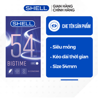Bao cao su Shell Bigtime - Size 54mm, siêu mỏng, chống tuột, kéo dài thời gian - Hộp 10 cái | SHELL CHÍNH HÃNG