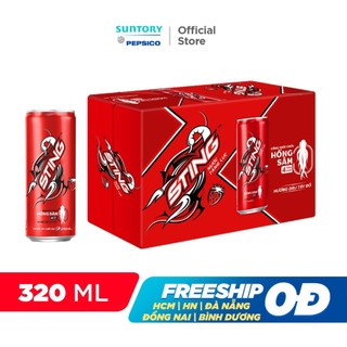 Thùng 24 Lon Nước Tăng Lực Sting Dâu (320ml/lon)