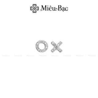 Bông tai bạc nữ Miêu Bạc khuyên tai X,O nạm đá mini chất liệu bạc S925 thời trang phụ kiện trang sức nữ MB23
