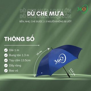 Dù che mưa dù che nắng 360 cầm tay loại lớn che 2-3 người khung kèo Poly không rỉ sét