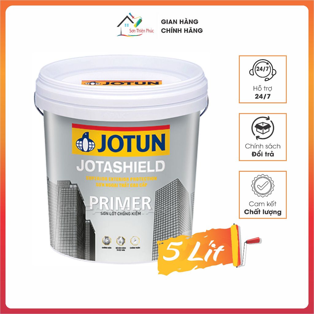 Sơn lót ngoại thất Jotun Jotashield Primer (5lít). Kháng kiềm, chống thấm, nấm mốc.