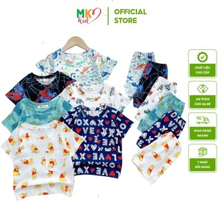 Bộ Minky Mom Cộc Tay Cho Bé Trai Bé Gái Vải thun lạnh, Đồ bộ cho bé mặc mùa hè với họa tiết Khủng Long dễ thương