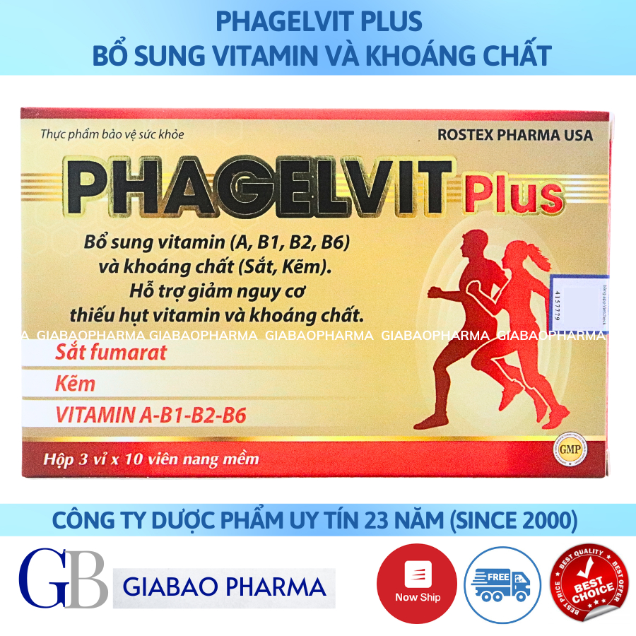 Viên uống Phagelvit Plus bổ sung vitamin và khoáng chất (Hộp 30 viên)