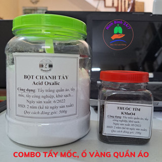 Combo Thuốc Tím + Bột Chanh, Thuốc Tẩy Tím Tẩy mốc áo trắng, Áo màu