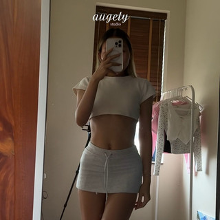 Áo Croptop Tay Ngắn Trơn Đơn Giản Augety Studio, Basic Croptop