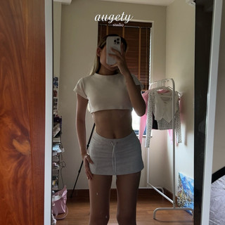Áo Croptop Tay Ngắn Trơn Đơn Giản Augety Studio, Basic Croptop