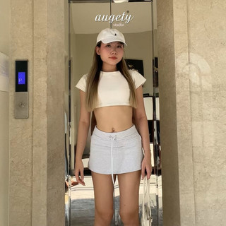 Áo Croptop Tay Ngắn Trơn Đơn Giản Augety Studio, Basic Croptop