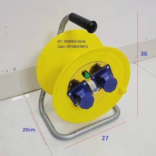 Rulo điện công nghiệp 220V16A cuốn 50m, Ổ cắm điện công nghiệp cuốn dây điện 50m
