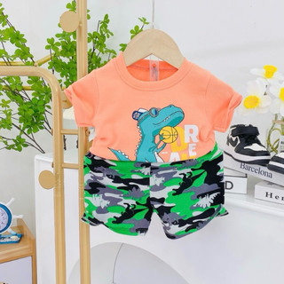 Bộ cotton bé trai in hoạ tiết
