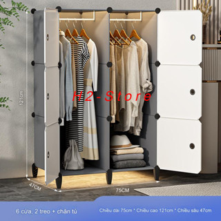 Tủ nhựa lắp ghép thông minh, tủ quần áo, tủ lưu trữ Vách xám cửa trắng - H2 Store
