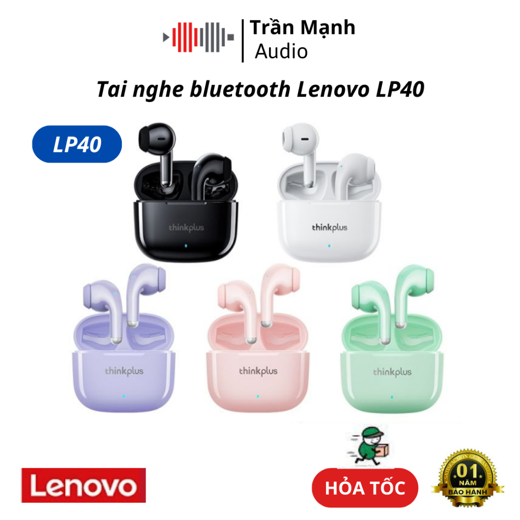 Tai nghe bluetooth Lenovo LP40 Pro bản mới 2023 không dây Bluetooth 5.1 chống thấm nước IPX5 chống ồn, pin trâu